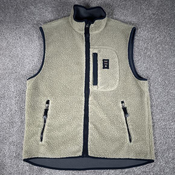 Vtg Abercrombie & Fitch Vest Men XL Oatmeal Beige Full Zip A&F 1892 Sherpa Y2K - Picture 1 of 12